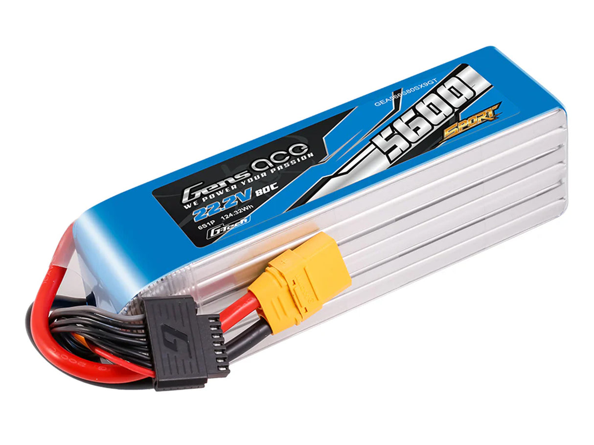 GENSACE Li-Po G-Tech SPORT 6S 22.2V 5600mAh 80C with XT90 O-GT6S5600-80X9S