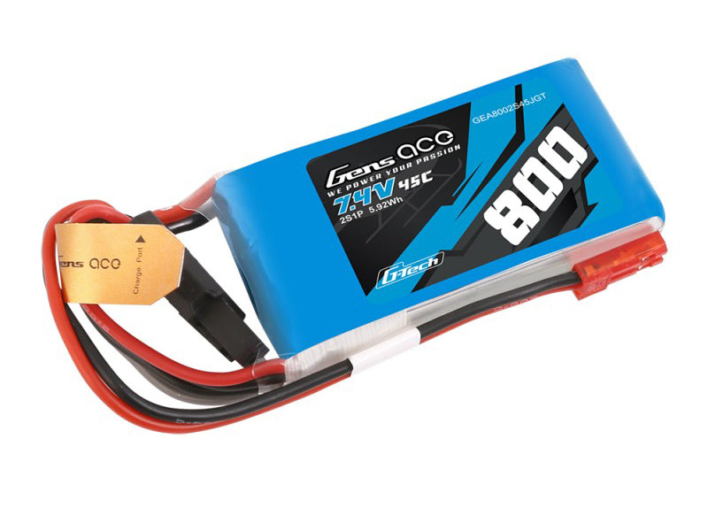 Gens Ace Li-Po G-Tech 2S 7.4V 800mAh 45C with BEC O-GTC2S0800-45B
