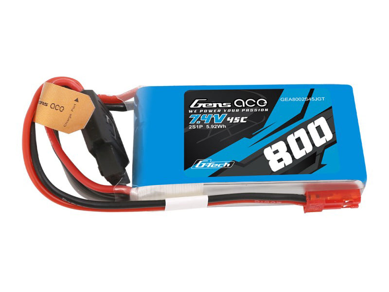 Gens Ace Li-Po G-Tech 2S 7.4V 800mAh 45C with BEC O-GTC2S0800-45B