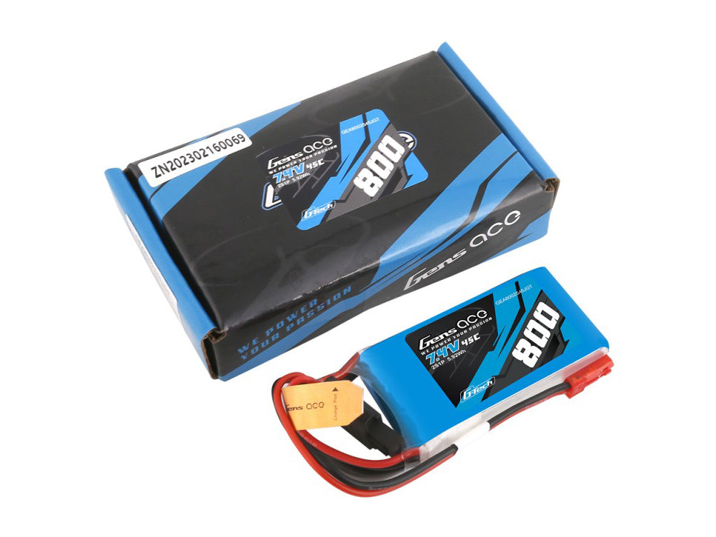 Gens Ace Li-Po G-Tech 2S 7.4V 800mAh 45C with BEC O-GTC2S0800-45B