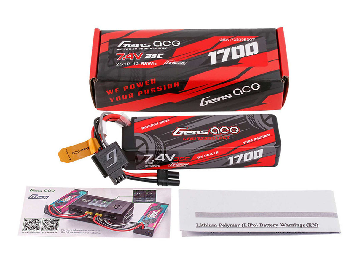 Gens Ace Li-Po G-Tech 2S 7.4V 1700mAh 35C Hard Case with EC2 (GROM)