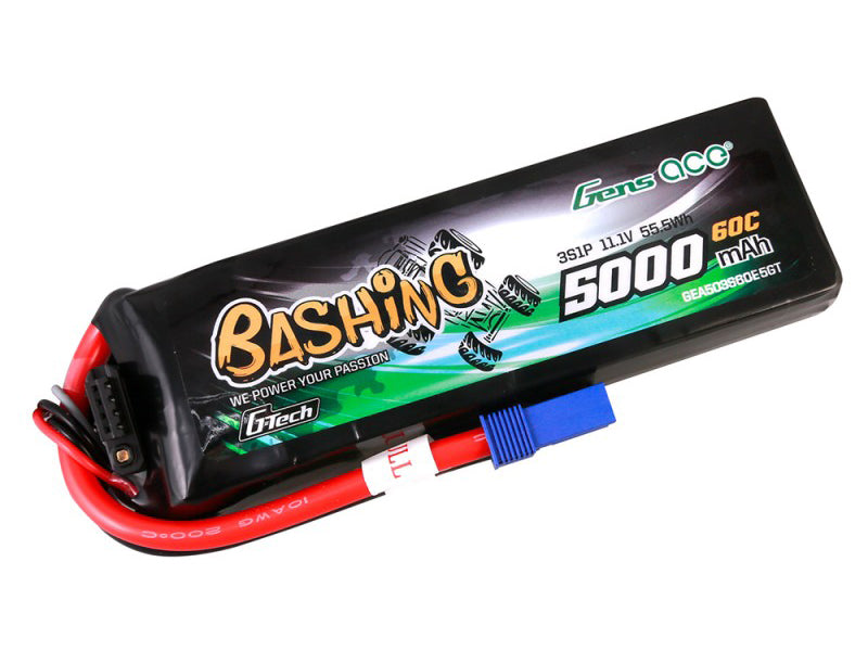 Gens Aced  Li-Po Car G-Tech 3S 11.1V 5000mAh 60C Bashing with EC5