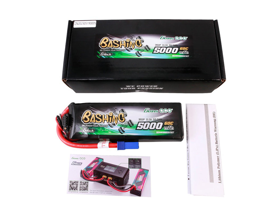 Gens Aced  Li-Po Car G-Tech 3S 11.1V 5000mAh 60C Bashing with EC5
