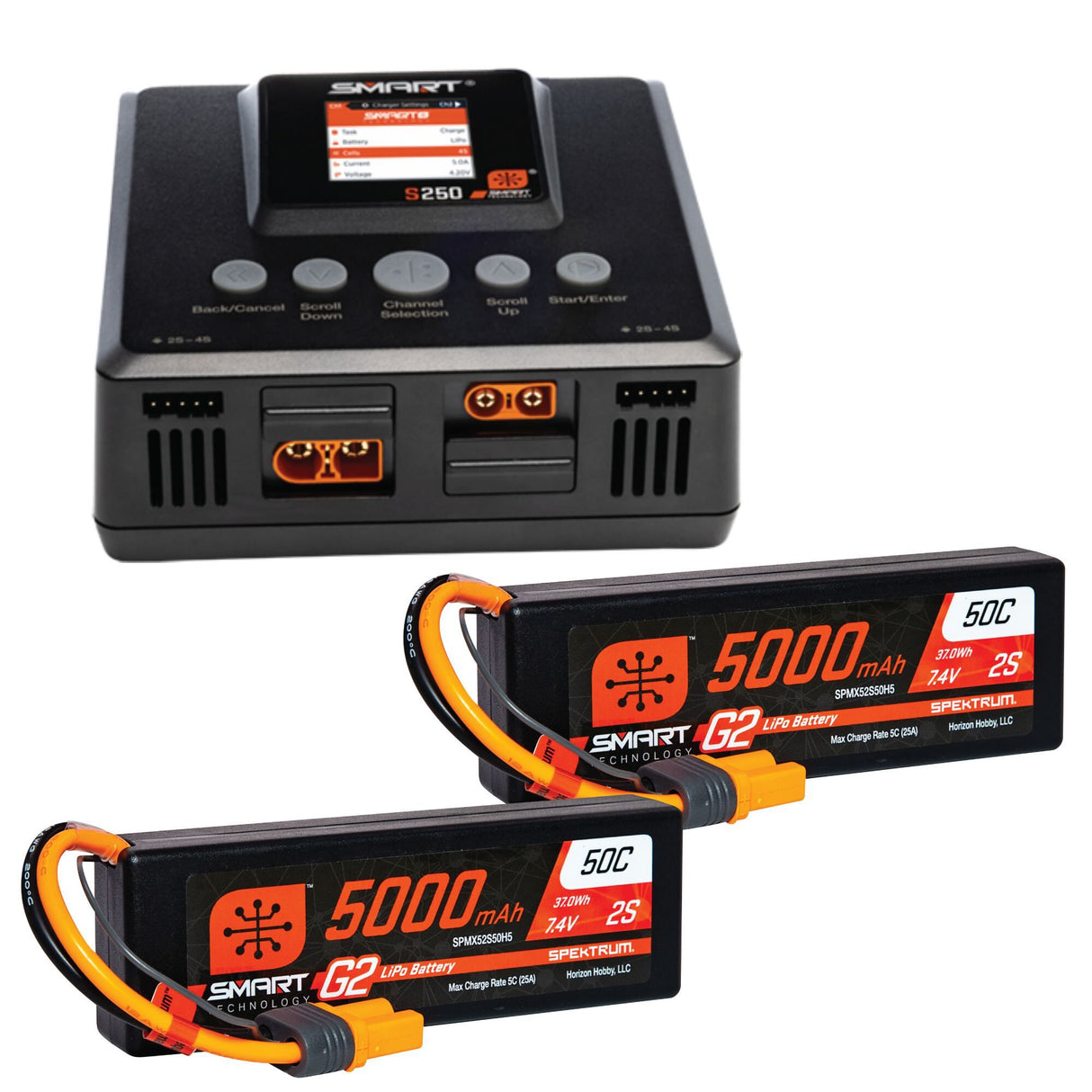 Spektrum Smart Powerstage 4S Surface Bundle: (2) G2 5000mAh 2S LiPo I O-SPMXPSS500I