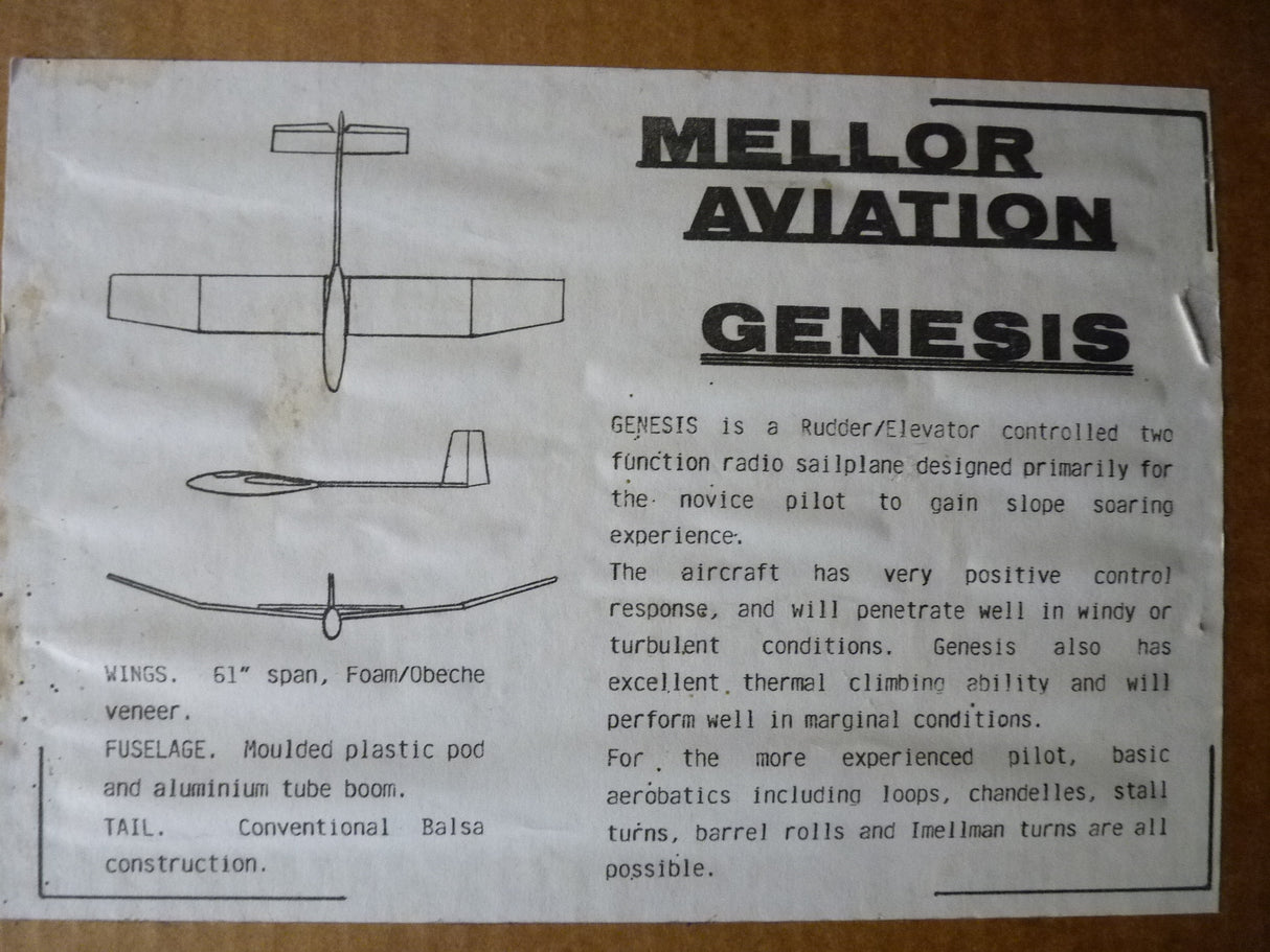 Mellor Aviation Genesis 2ch Glider Kit