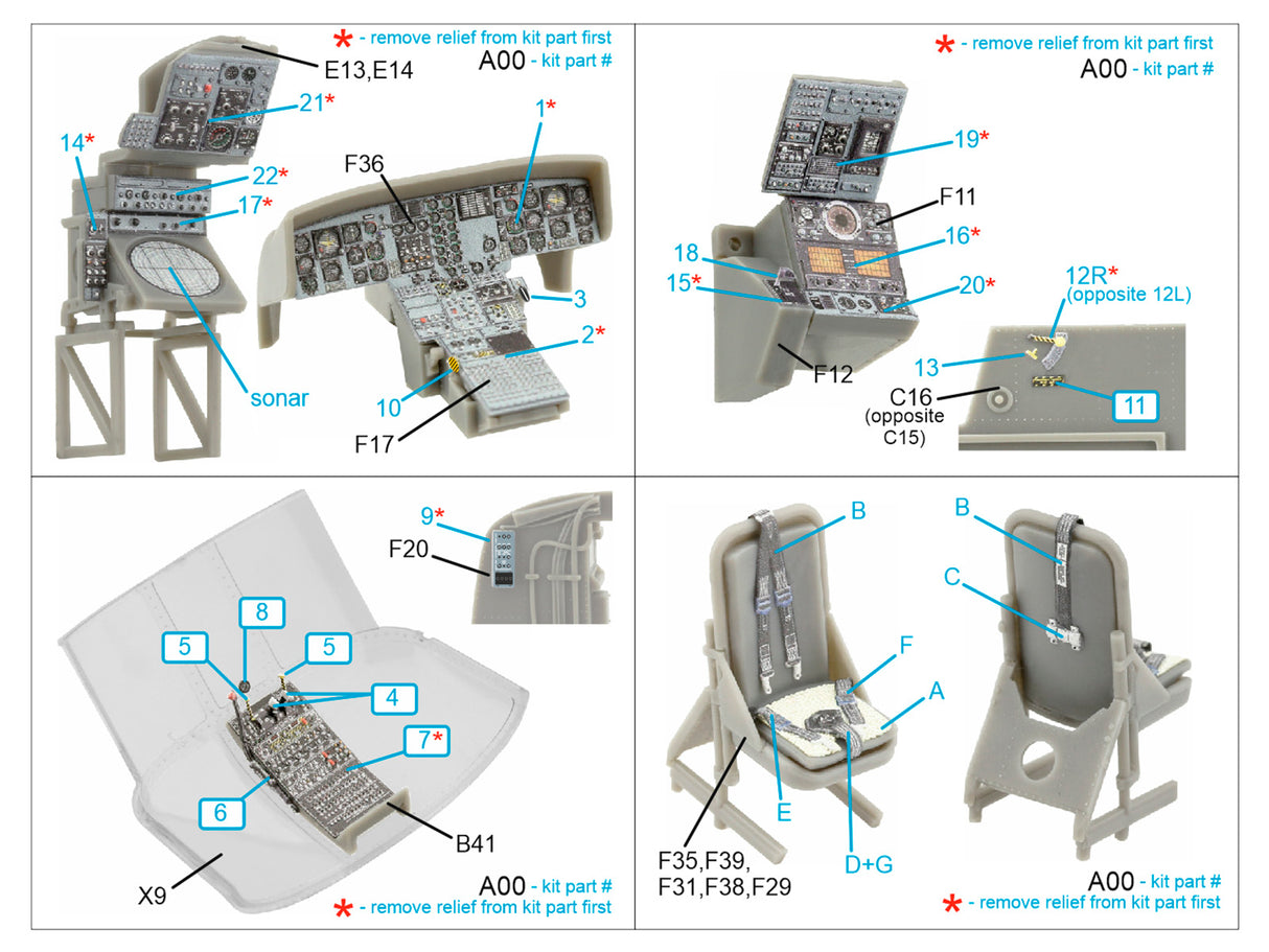 Quinta Studio 1/48 Westland Sea King Interior ED Decal Set QD Decal set QD48429
