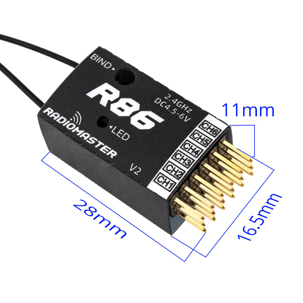 RadioMaster - R86 V2 8ch Frsky D8 / D16 and Futaba SFHSS Compatible PWM / Sbus Receiver (Copy)