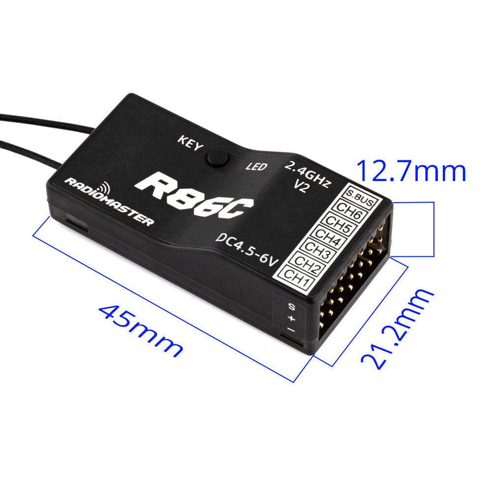 RadioMaster - R86C V2 6ch Frsky D8/D16 and Futaba SFHSS Compatible PWM / Sbus Receiver