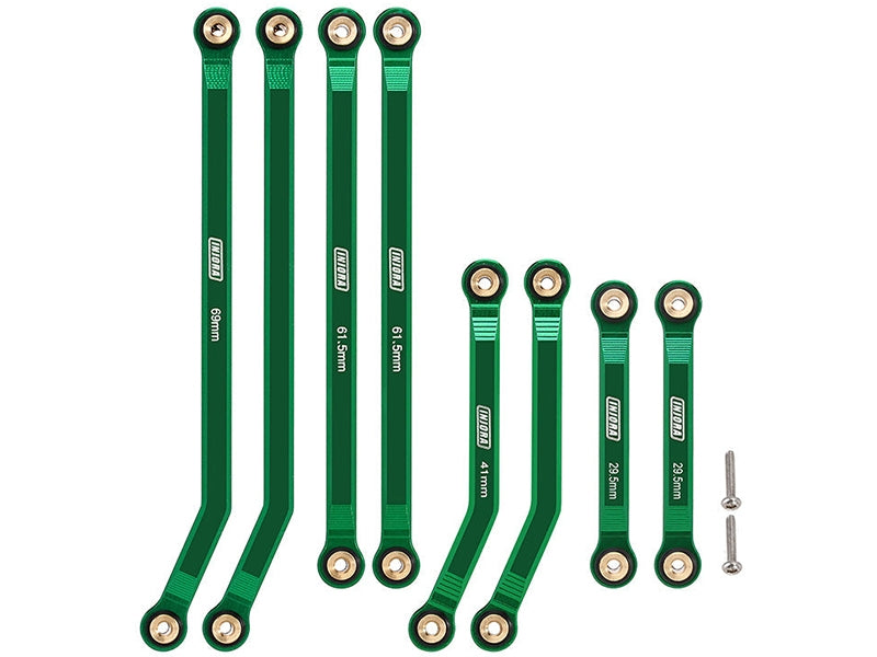 Injora 8PCS Aluminum High Clearance 4 Links Set for Axial SCX24 Deadbolt Betty (Green) (Box 10)