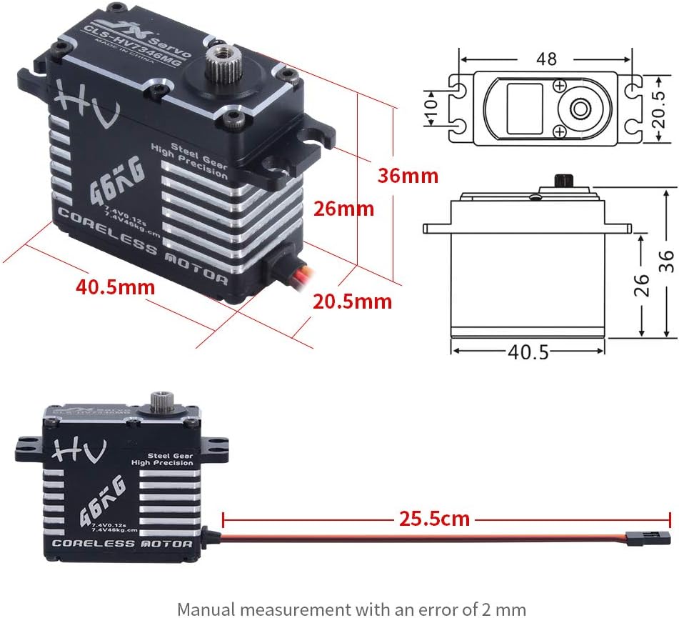 JX Servo CLS-HV7346MG 46kg Coreless High Precision Steel Gear Full CNC Digital Servo Motor