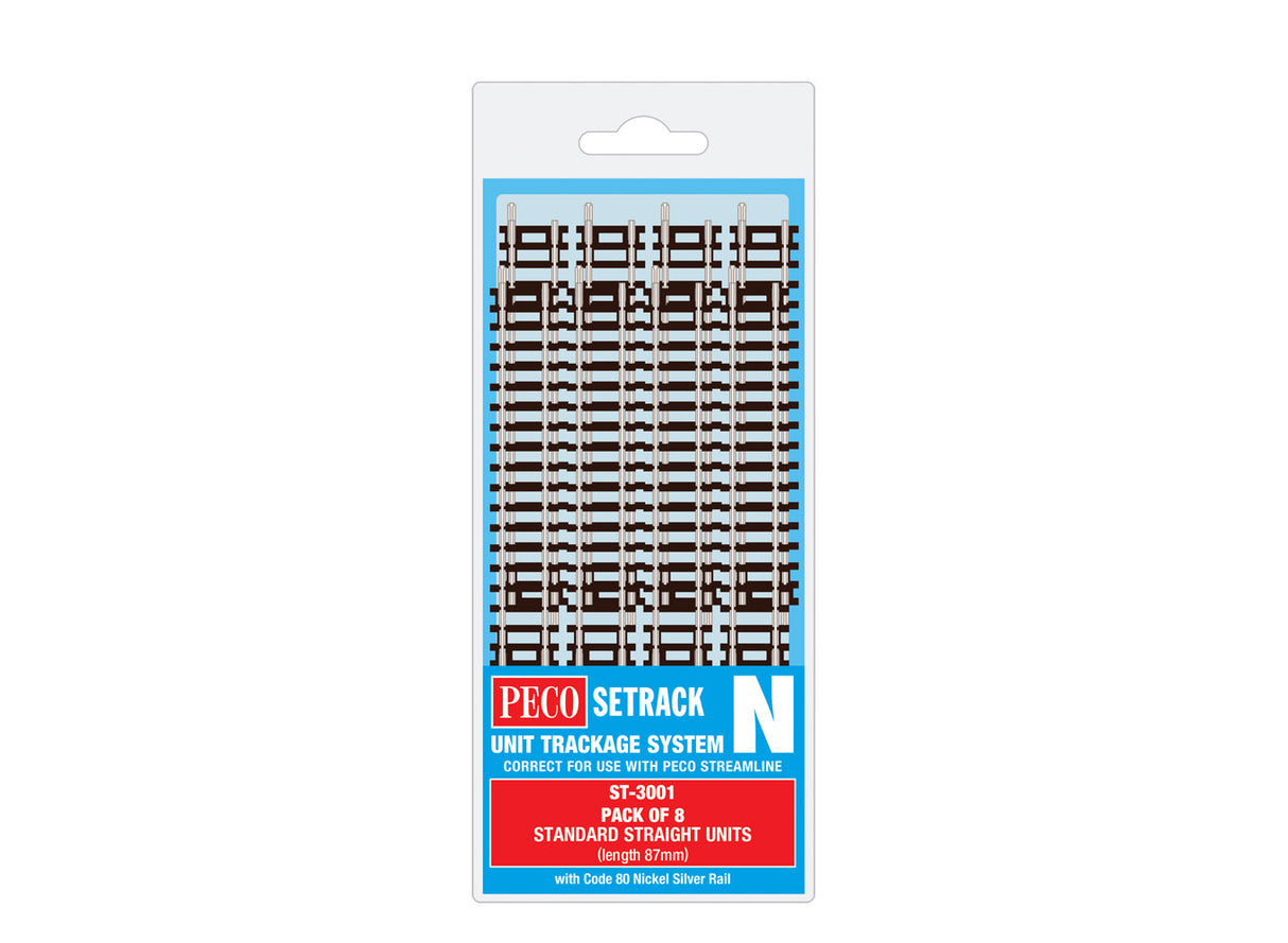 PECO Setrack N CODE 80 Standard Straight 87mm long (8 X ST-1)
