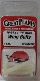 Great Planes Nylon Wing Bolts 10-24x11/4inch - pack of 4  (Box 20)