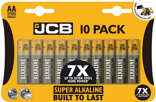 JCB Alkaline AA Batteries Pack of 10
