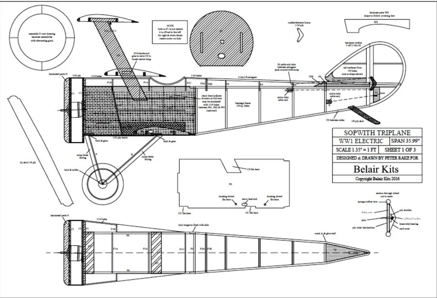 Belair Sopwith Triplane - electric scale kit