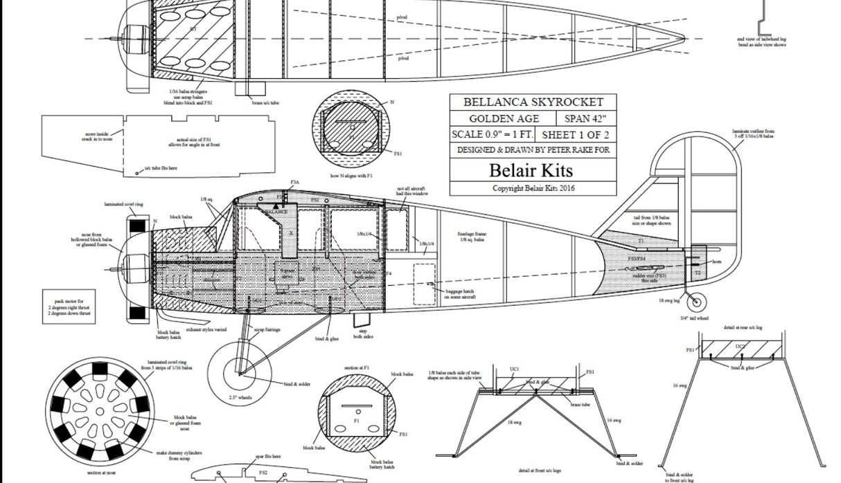 Slec/Belair Bellanca Skyrocket- electric scale 42 inch kit (A-BA007)
