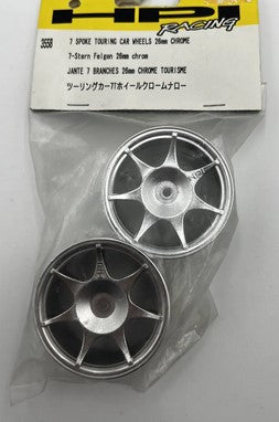 HPI3558 7 Spoke Touring Car Wheel (Pair- Chrome) (HPI 5)