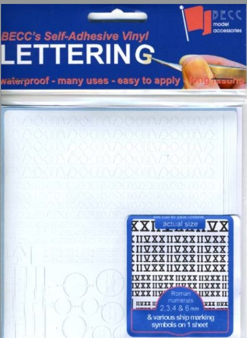 Becc Roman numerals 2/3/4&6mm and Various ship marking symbols - White