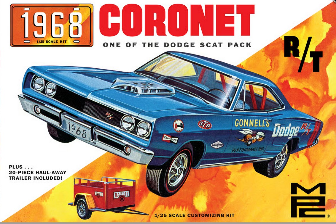 MPC Model Kits - 1:25 1968 Dodge Coronet Hardtop Kit With Trailer MPC975