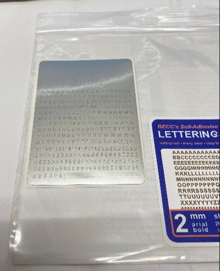 Becc Arial Silver 2mm Lettering