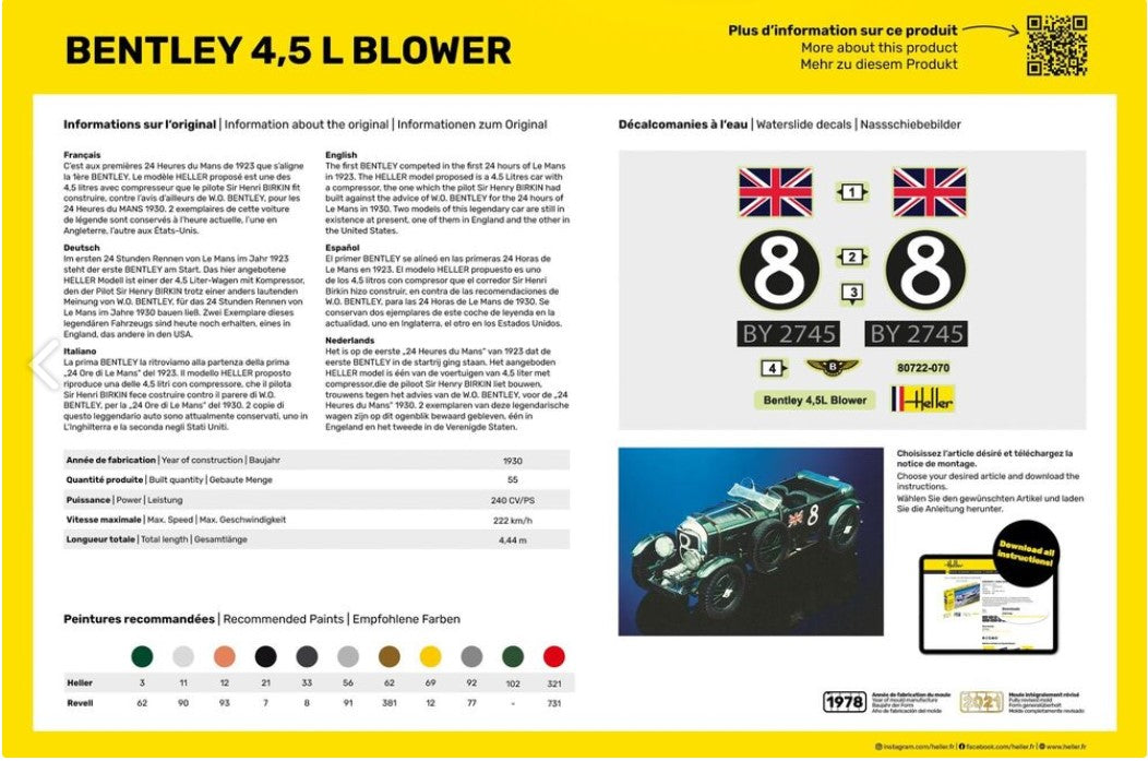 Heller 1/24 Bentley 4.5L Blower kit 80722