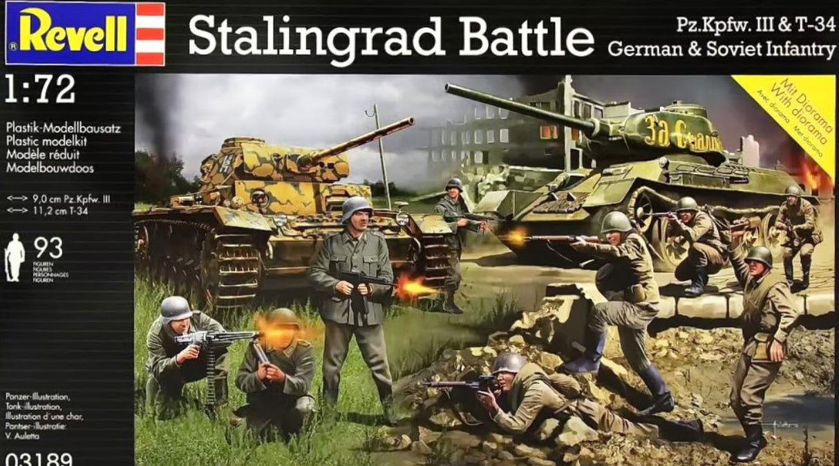 Revell 1/72 Stalingrad Battle Pz.Kpfw.III & T-34 with German & Soviet Infantry kit 03189