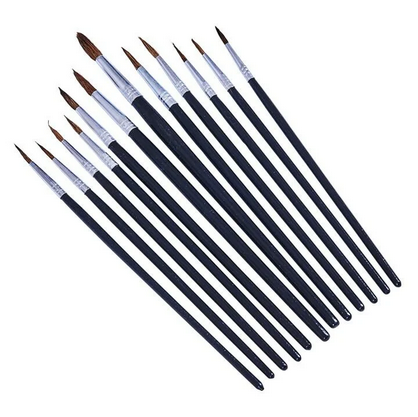 Amtech S4120 12 Piece fine pointed tip art brush set