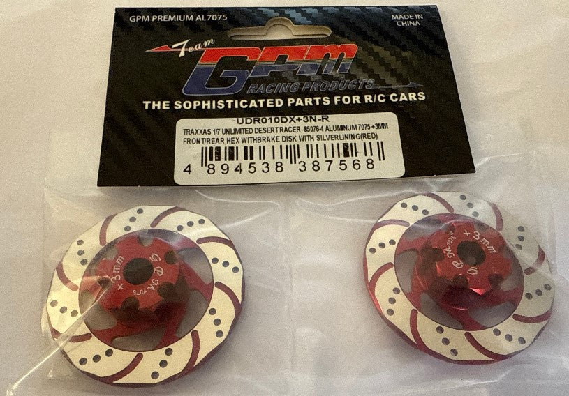 GPM Racing TRAXXAS UNLIMITED DESERT RACER Aluminum +3mm Hex With Brake Disk - 4pc set - GPM UDR010D+3MM (box 47)