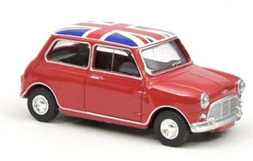 Norev Mini Jet Car Die Cast Collectables - 1:54 1964 Mini Cooper S -Tartan Red with Flag on Roof