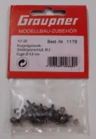 Graupner Ball & Socket Connection 4.8mm - 2mm - Pack of 10 - 1178