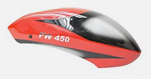 450 size Heli Fiberglass Painted Canopy - Red (Box 30)