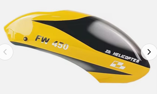 450 size Heli Fiberglass Painted Canopy - Yellow (Box 30)