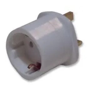 Schuko to UK Mains Plug Travel Adaptor White