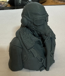3D Printed WWII 1/8 Scale Plot - Head and Shoulders - Goggles down