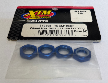 XTM Racing Wheel Hex Nuts -17mm Locking - Blued Pack of 4 (Box 7)