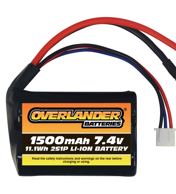 Overlander 1500mAh 7.4V 2S 18500 Li-Ion Battery- Mini Tamiya