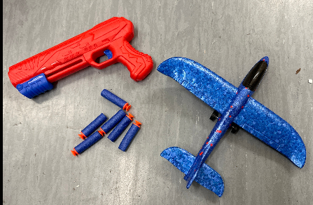 Airplane Gun Launcher Toy with Foam Blue Catapult Glider also fires foam darts included - Pair