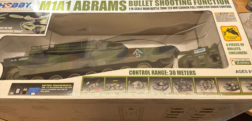 HOBBY ENGINE M1A1 Abrams Tank with spare set of tracks - NEW MODEL