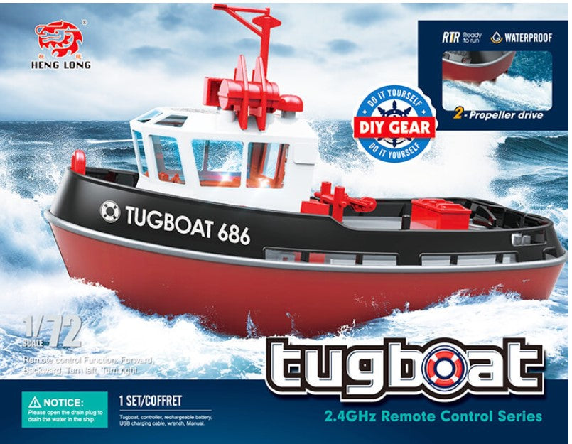 Heng Long 1:72 Mini Tugboat RTR Black (230mm) (HL3800-B)
