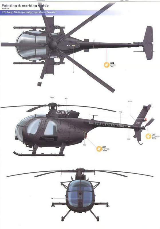 Kitty Hawk 1/35 AH-6J/MH-6J Little Bird with 6 3d Printed Figures Model Kit KH50004