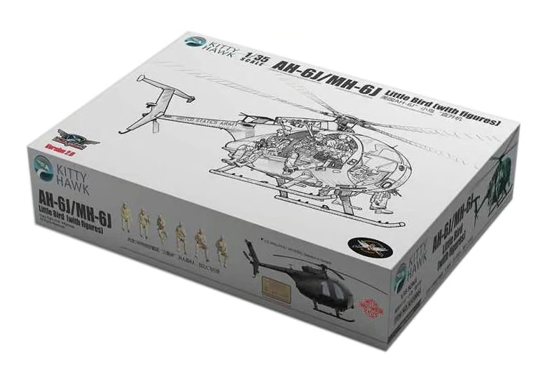 Kitty Hawk 1/35 AH-6J/MH-6J Little Bird with 6 3d Printed Figures Model Kit KH50004