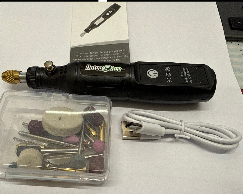 Mini Cordless Rotary Tool Set with Tools & USB Charge Cable - Black