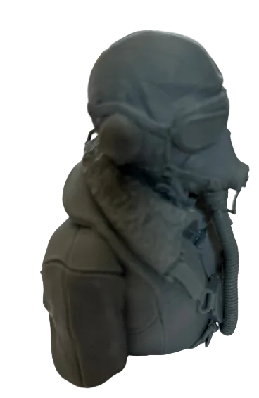3D Printed WWII 1/6 Scale Plot - Head and Shoulders - Goggles Down