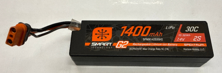Spektrum 7.4V 1400mAh 2S 30C Smart G2 LiPo Battery: IC2 Connector for Granite Grom - BAGGED - AS NEW