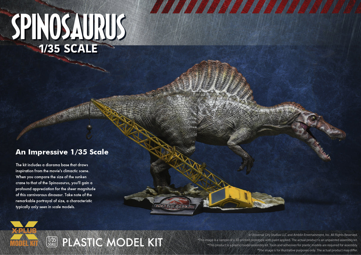 X PLUS 1/35 Jurassic Park 3 Spinosaurus Plastic Model Kit 411-200099
