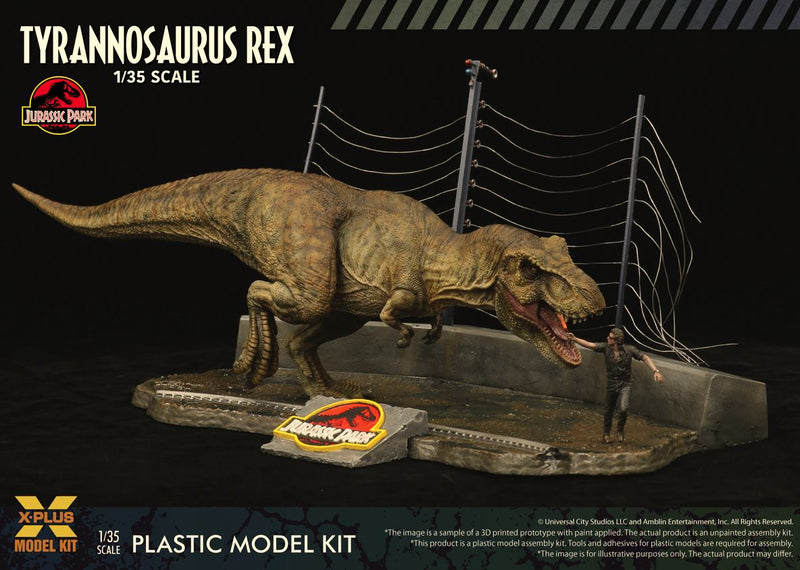X PLUS 1/35 Jurassic Park Tyrannosaurus Rex and Dr Malcom set XP411-200130C