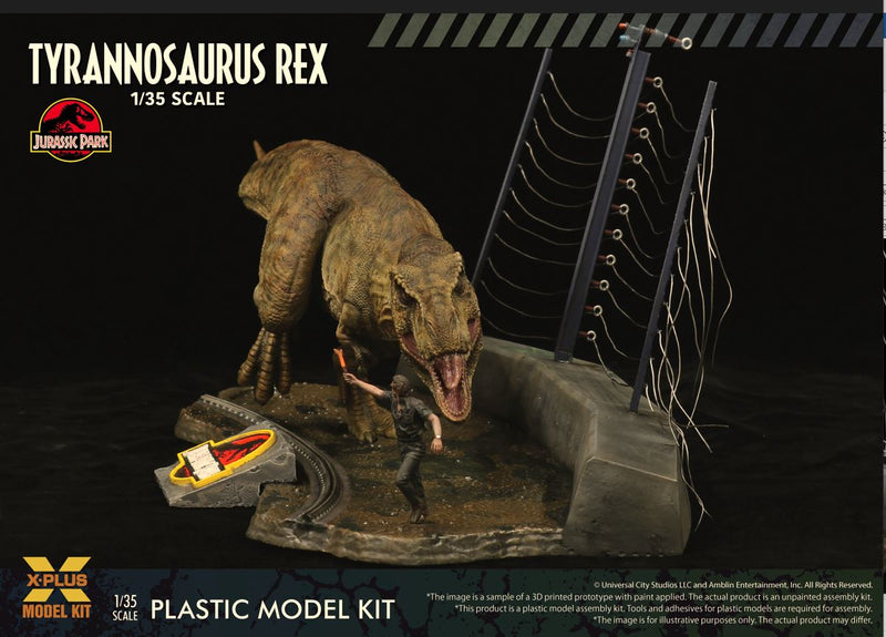 X PLUS 1/35 Jurassic Park Tyrannosaurus Rex and Dr Malcom set XP411-200130C