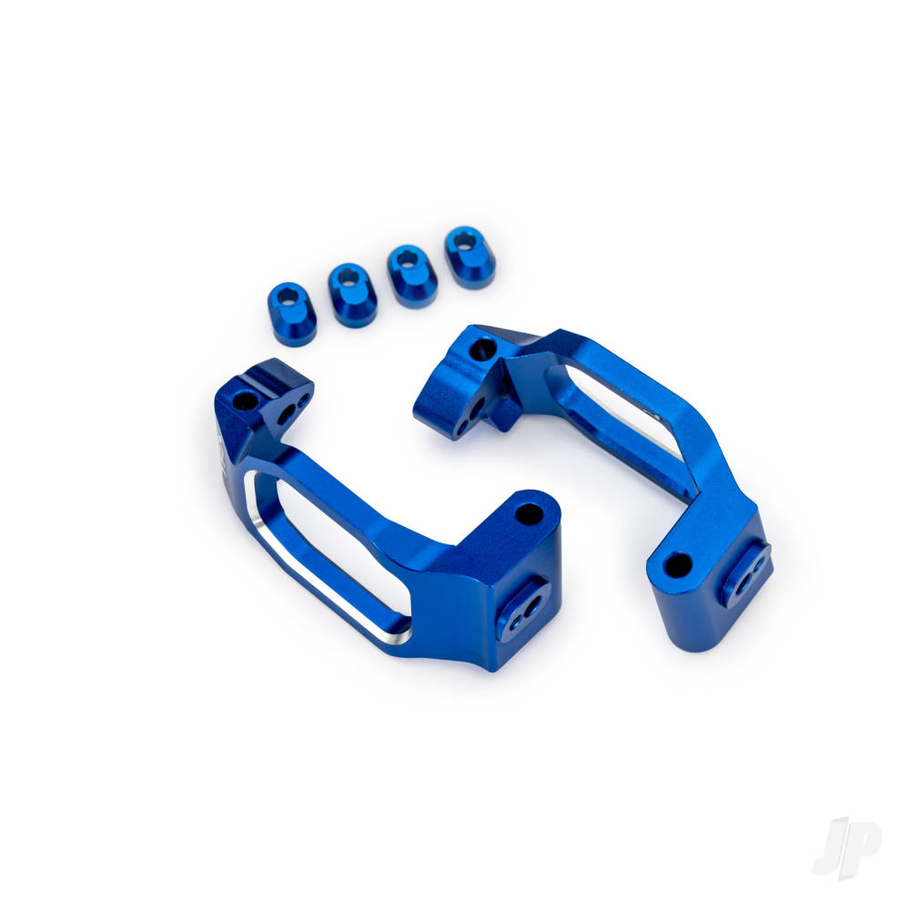 Caster blocks 6061-T6 aluminium (blue-anodised) left & right 4x22mm pin (4) 3x10mm BCS (with threadlock) (4) retainers (4)
