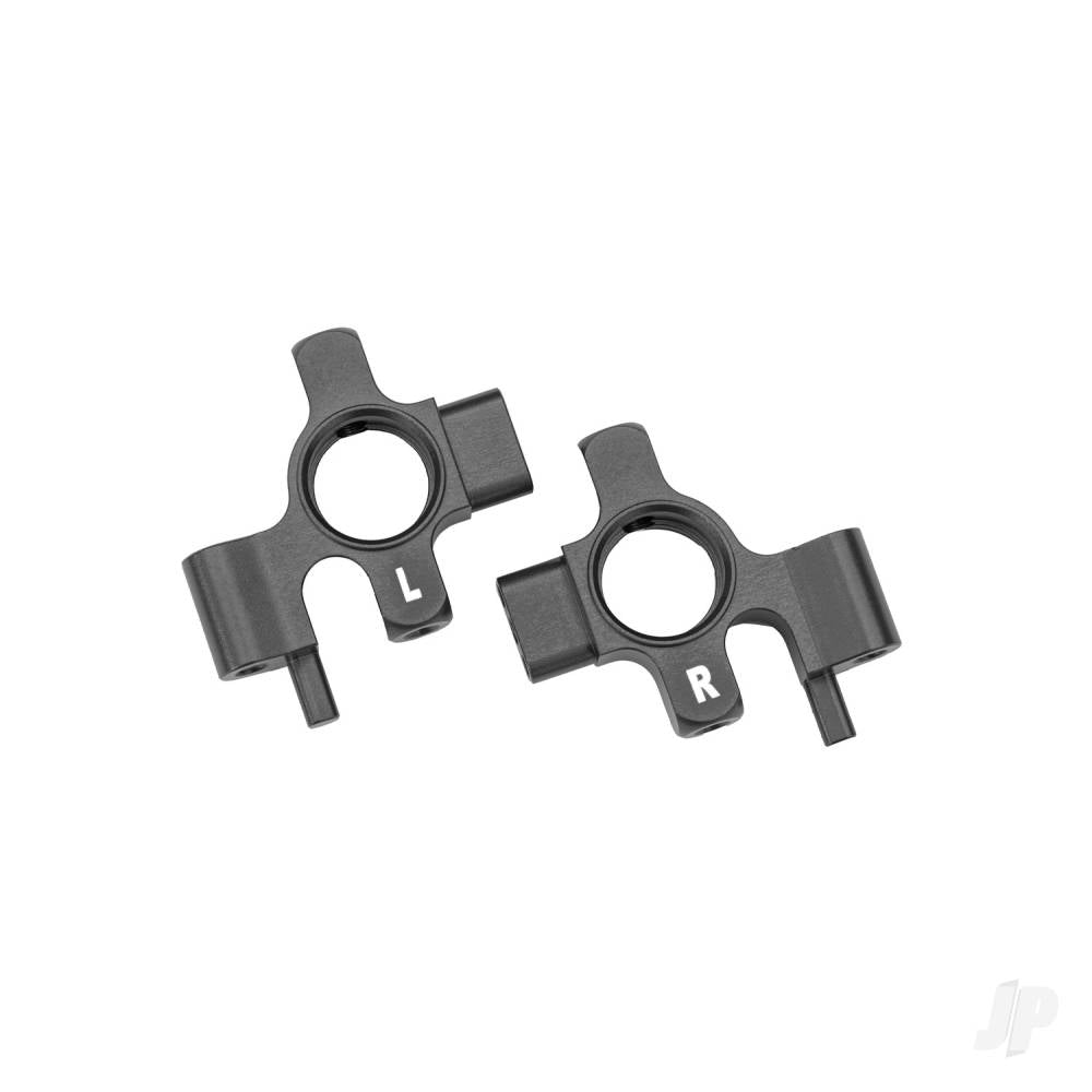 Steering blocks 6061-T6 aluminium (gray-anodised) left & right/ 3x12mm BCS (with threadlock) (4)