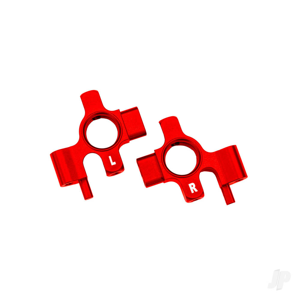 Steering blocks 6061-T6 aluminium (red-anodised) left & right/ 3x12mm BCS (with threadlock) (4)
