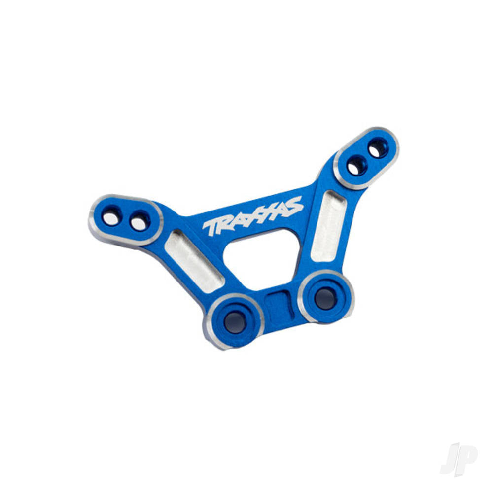 Shock tower front 6061-T6 aluminium (blue-anodised)/ 3x15mm BCS (with threadlock) (2)
